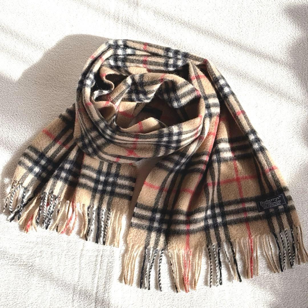 Burberry's ノバチェック柄 100%カシミヤマフラー 　ベージュ