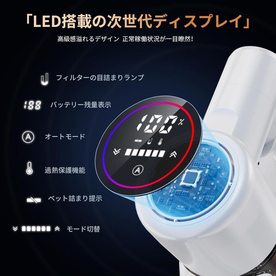 掃除機 コードレスAI汚れ自動検知 55Kpa超強力吸引65分連続稼働 自立式