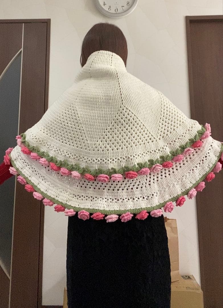 バラの花束ブランケット直径110cm，74本のバラ，ストール
