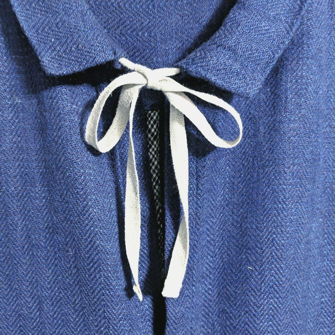 fog linen work リネンウール ヘリンボーン コートワンピース