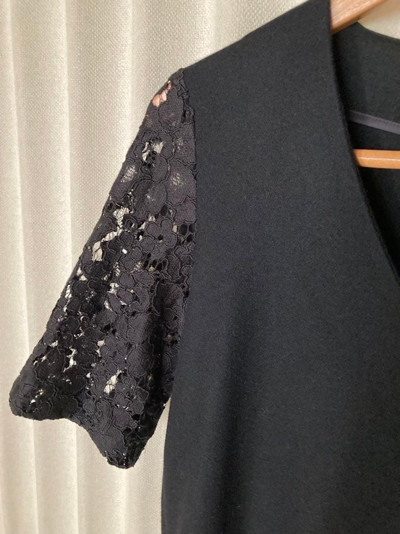 【美品】YOKO CHAN●ブラックひざ丈ワンピース●36 フォーマル