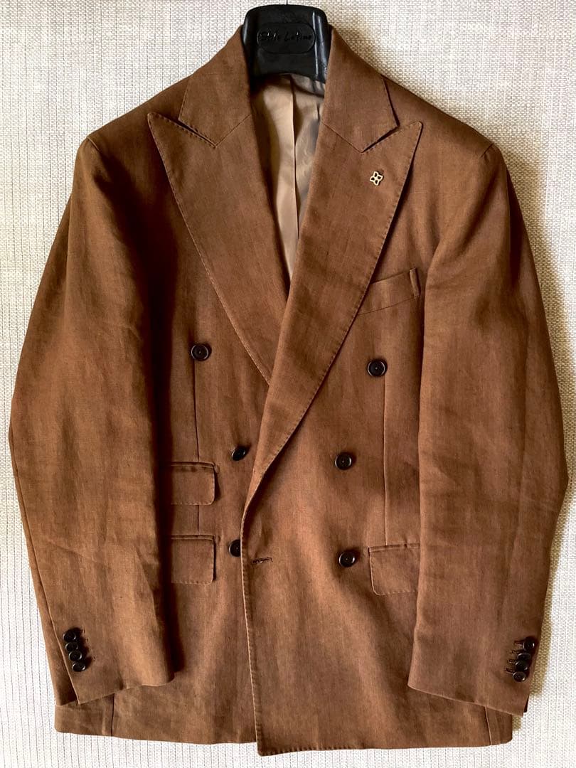 De Petrillo⭐️ペトリロ 46⭐️ダブルセットアップ⭐️ブラウン×リネン