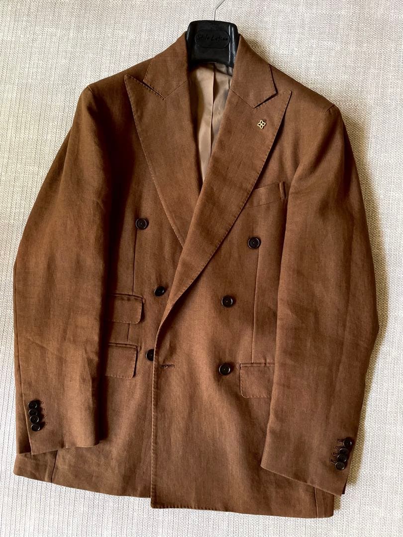De Petrillo⭐️ペトリロ 46⭐️ダブルセットアップ⭐️ブラウン×リネン
