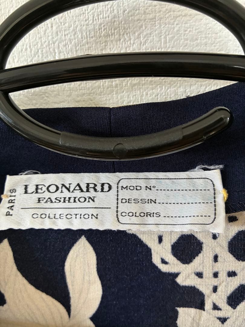 66 LEONARD 花柄ロングカーディガン ネイビー