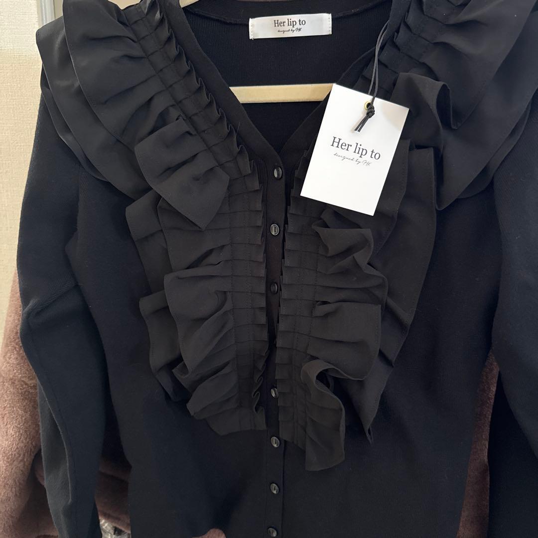 Ruffle Pleated Knit Cardigan/Mサイズ