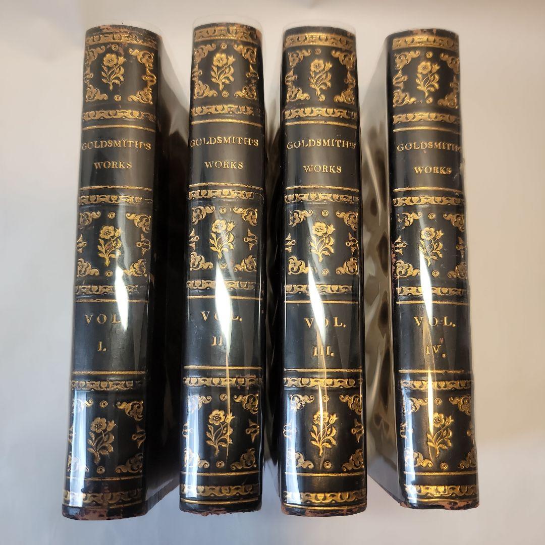 美品英国イギリス アンティーク革装丁Goldsmith's Works 4Vol