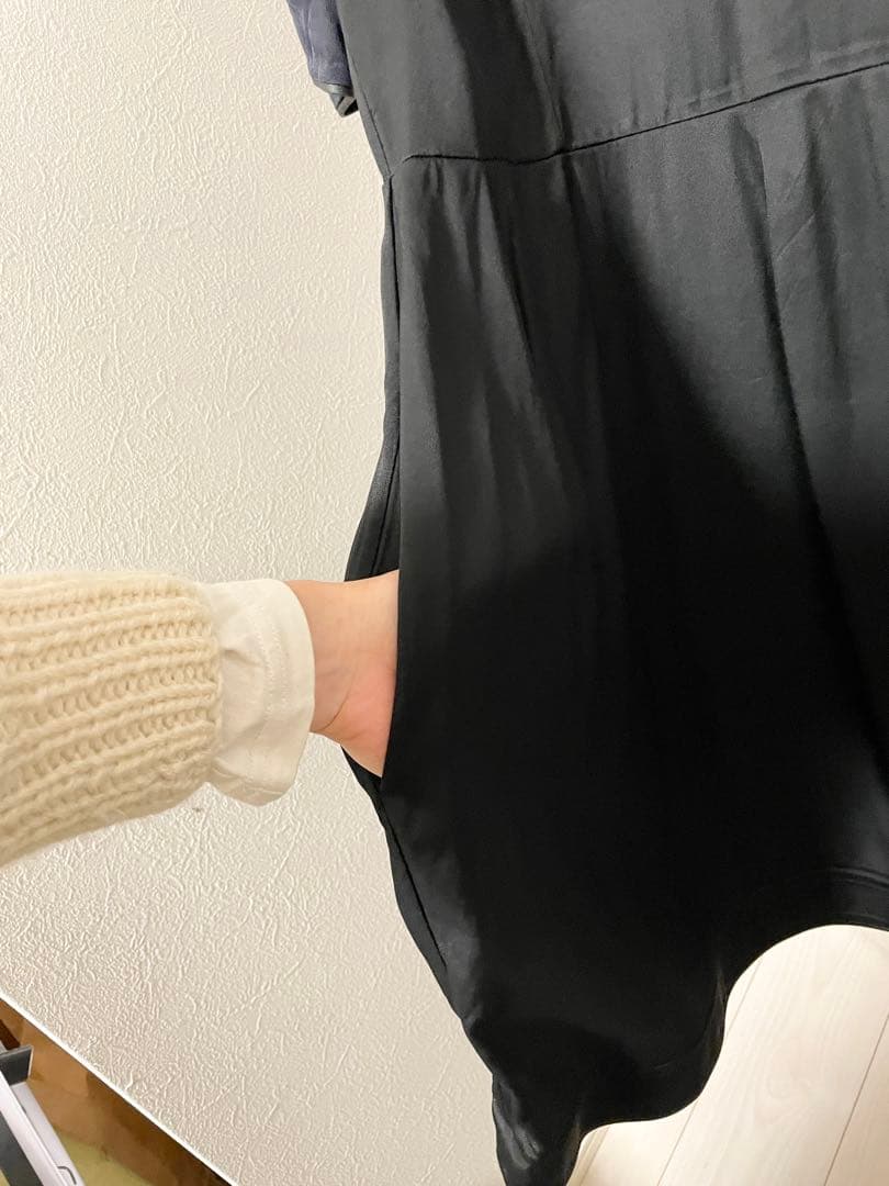 【美品】MARNIパイピング レザー切替 バックジップ ワンピース