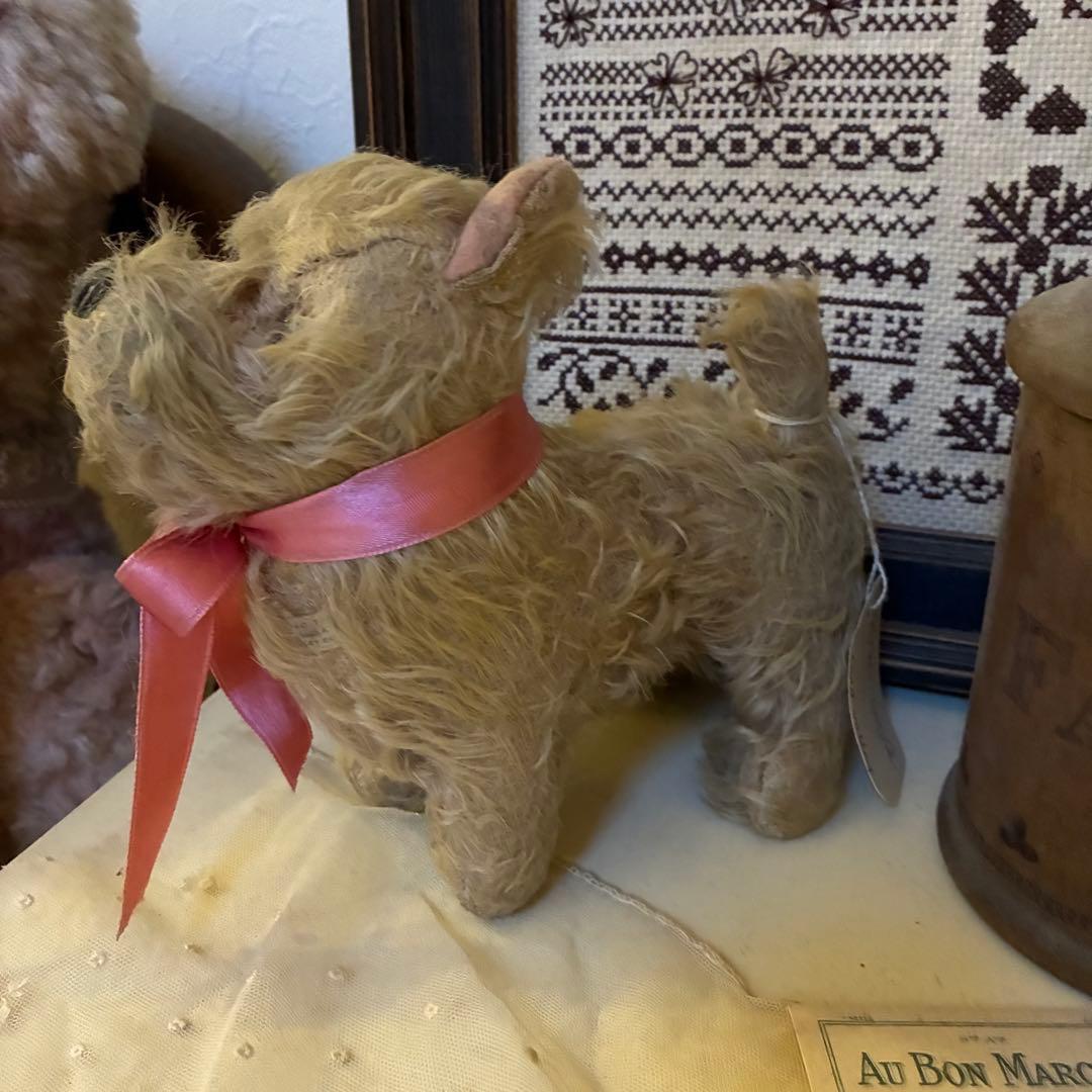 アンティーク犬のぬいぐるみ ベージュ　ヴィンテージ　テディベア