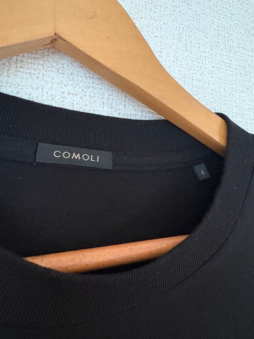 comoli 25SS コットンジャージ 半袖Tシャツ　黒　4