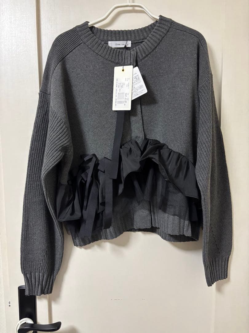 【新品タグ付】Eimee Law ランダムリボンフリルニットカーデ　完売品☆