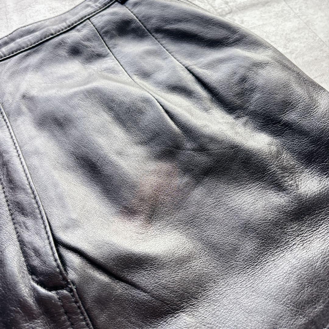 本革 ロングレザースカート 羊革 ブラック ラムレザー SHEEP SKIN