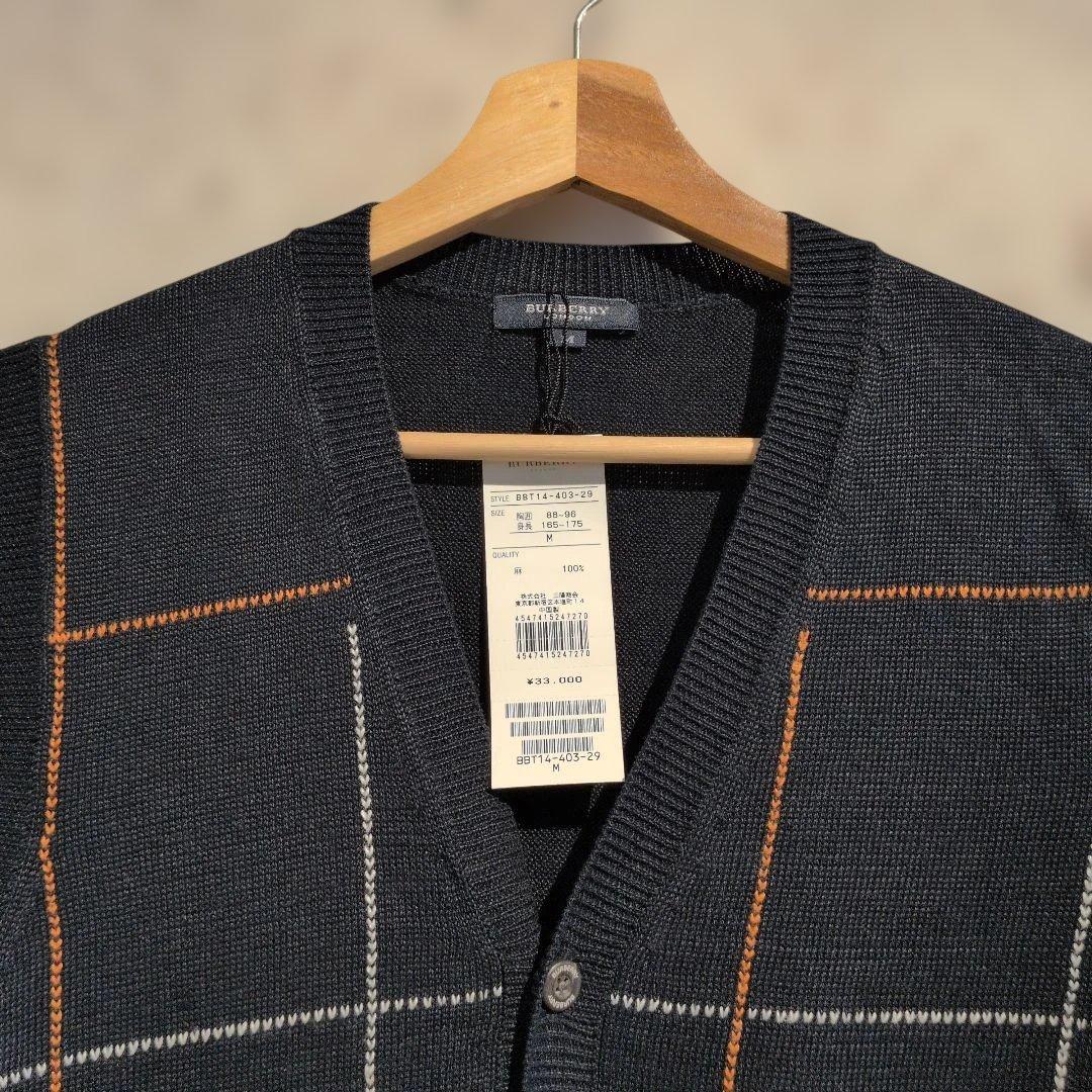 BURBERRY LONDON チェック柄 リネンニットベスト M