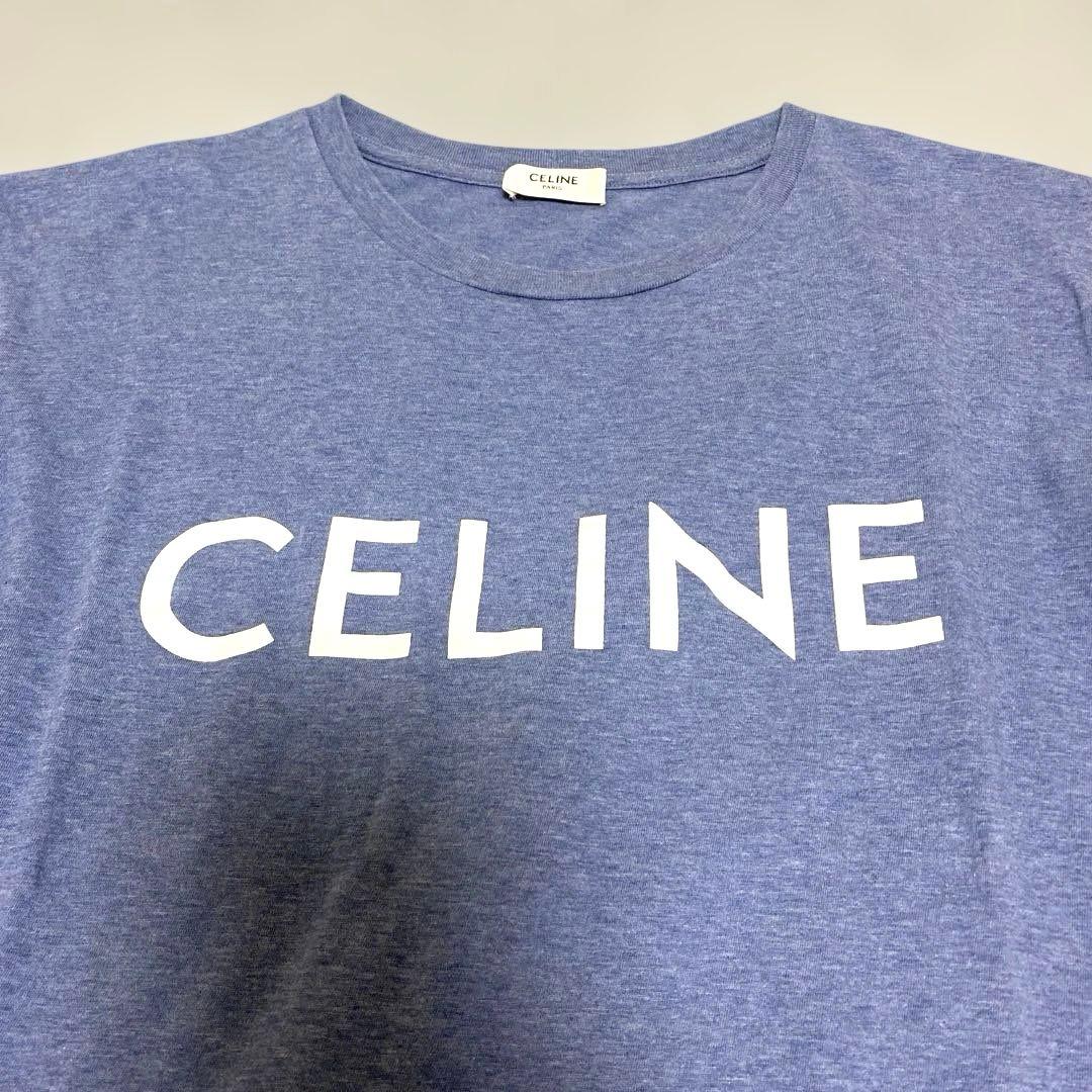 CELINE ロゴ Tシャツ 半袖 ブルー