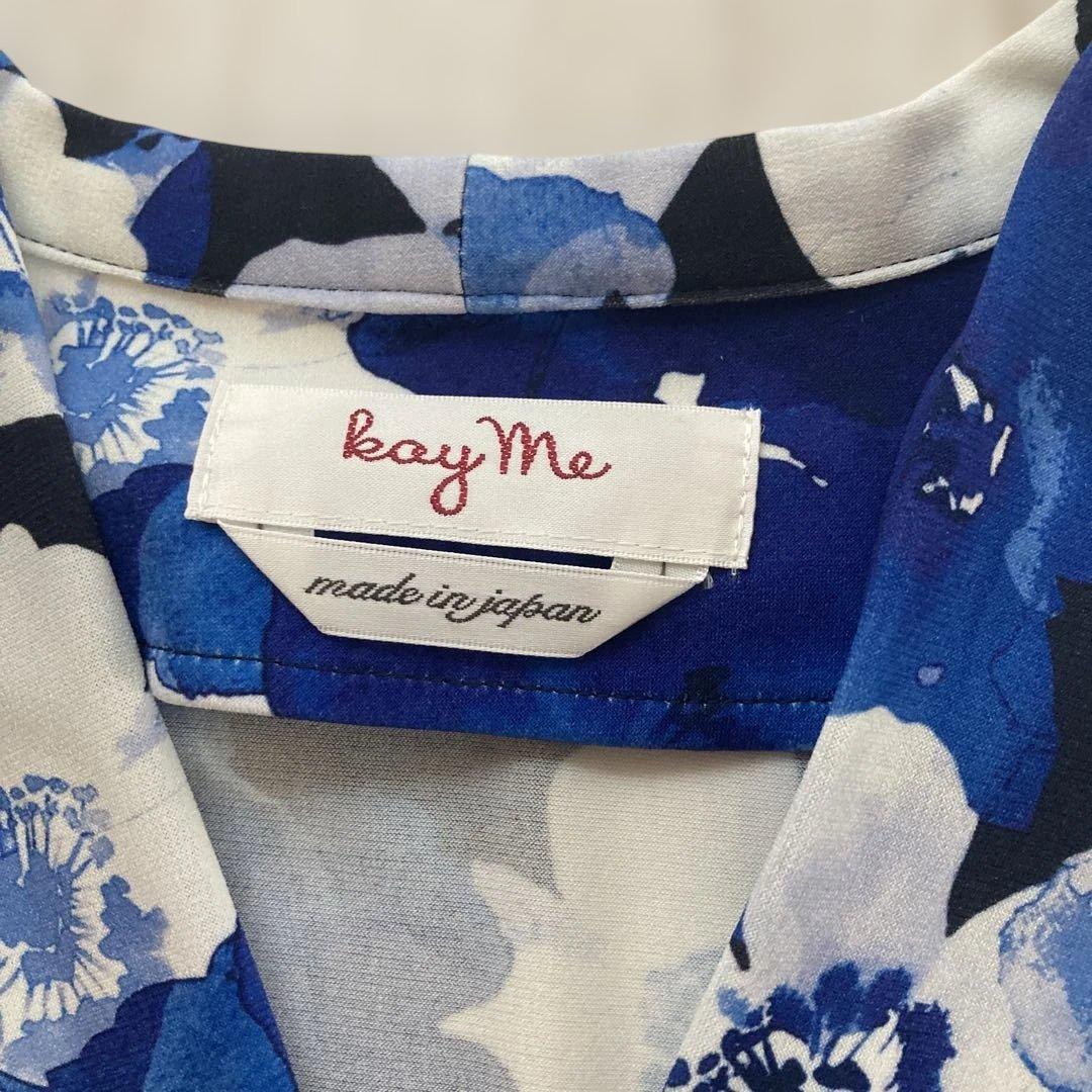 【kayMe 】花柄 ジャージーワンピース　七分袖