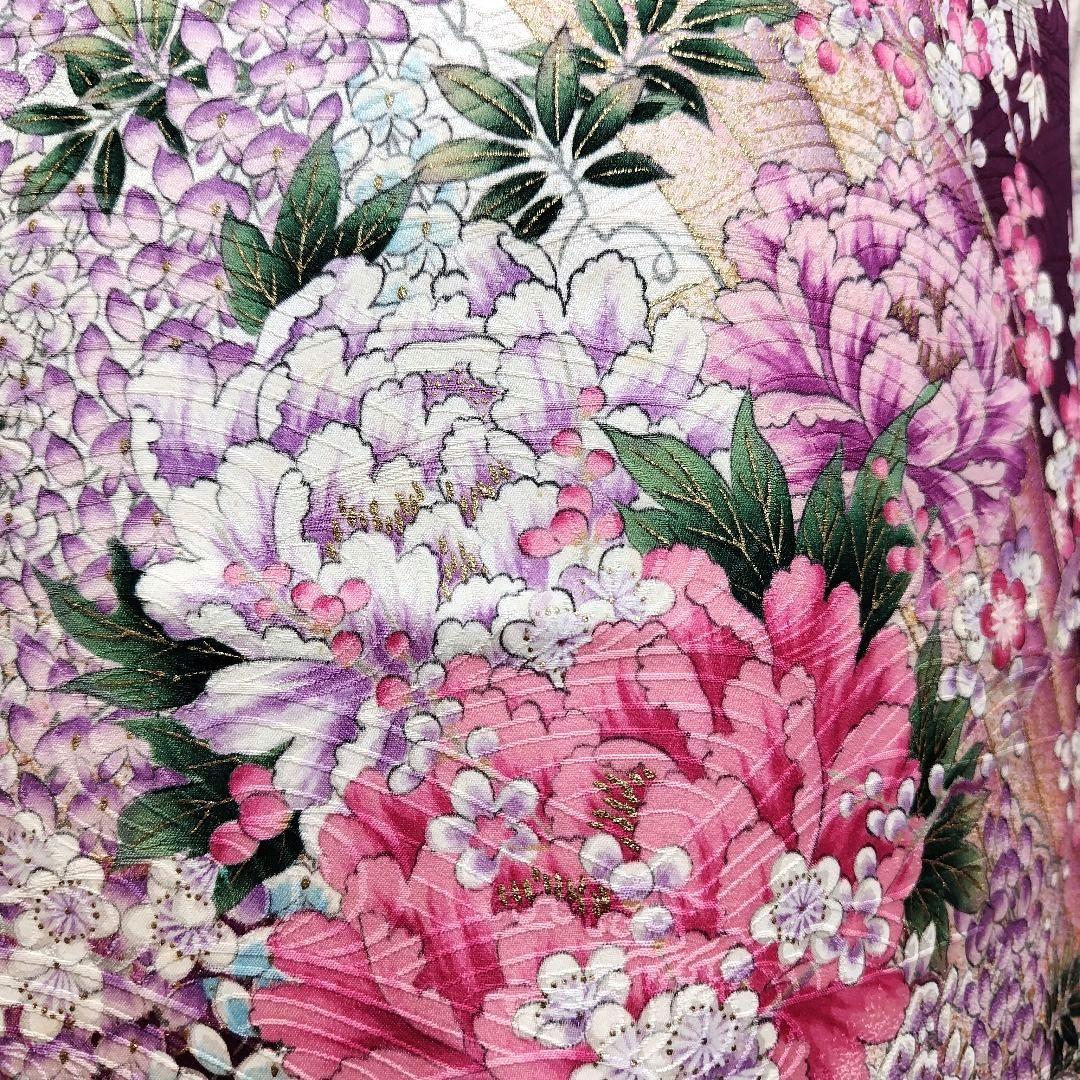 振袖フルセット(9点)・成人式・くすみ・紫・ピンク・金彩加工・胴裏正絹・逸品