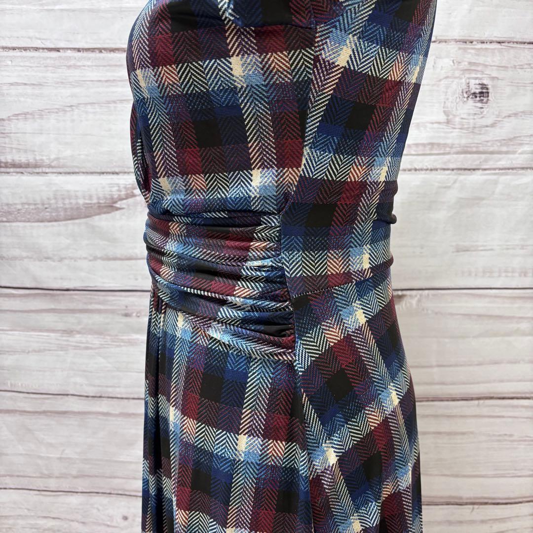 EGERIE PARIS カシュクールワンピ チェック柄 フレア 美シルエット
