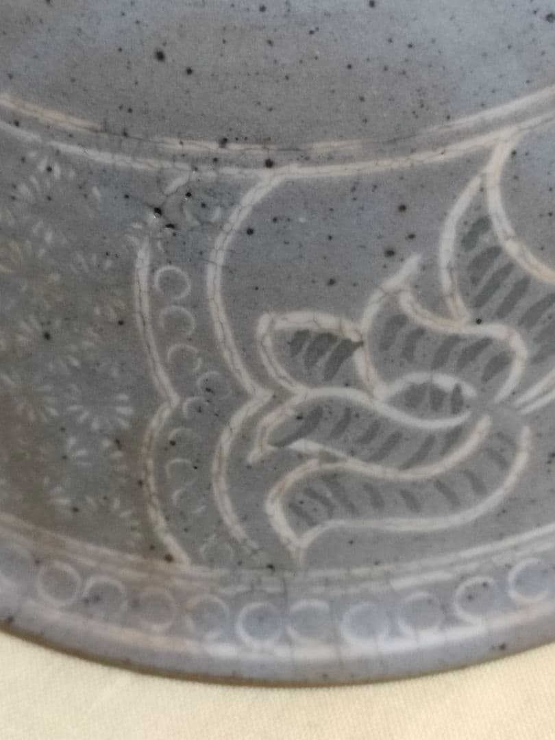 白黒象嵌粉青沙器　高麗茶碗　骨董アンティーク　李朝 asianantique