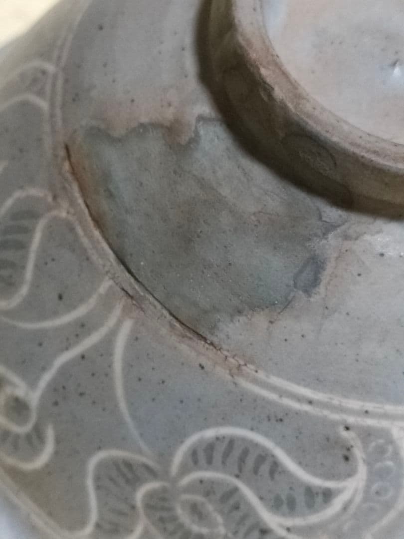 白黒象嵌粉青沙器　高麗茶碗　骨董アンティーク　李朝 asianantique