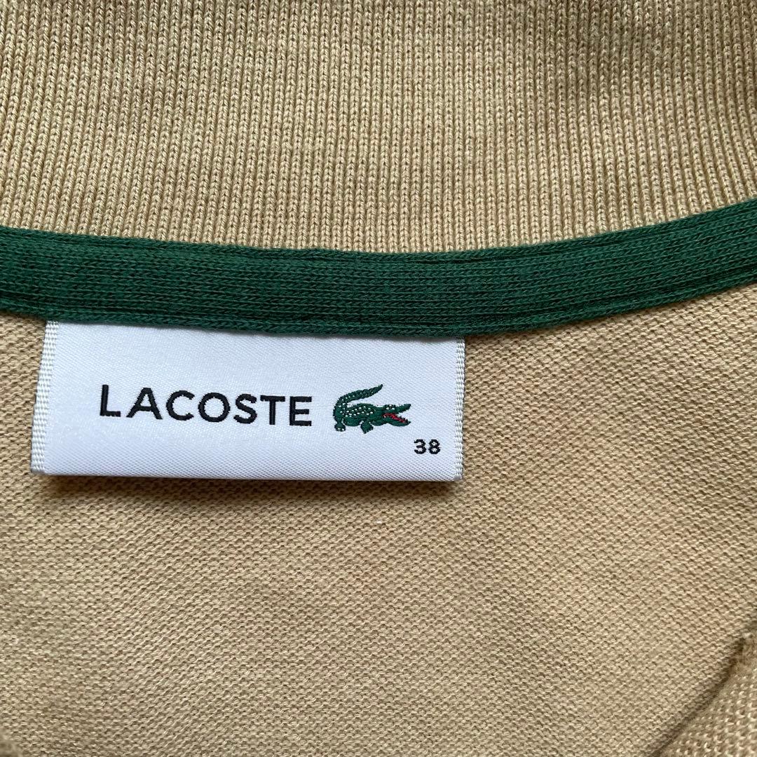 LACOSTE ドルマンスリーブスキッパーネックポロシャツ　ベージュ　38