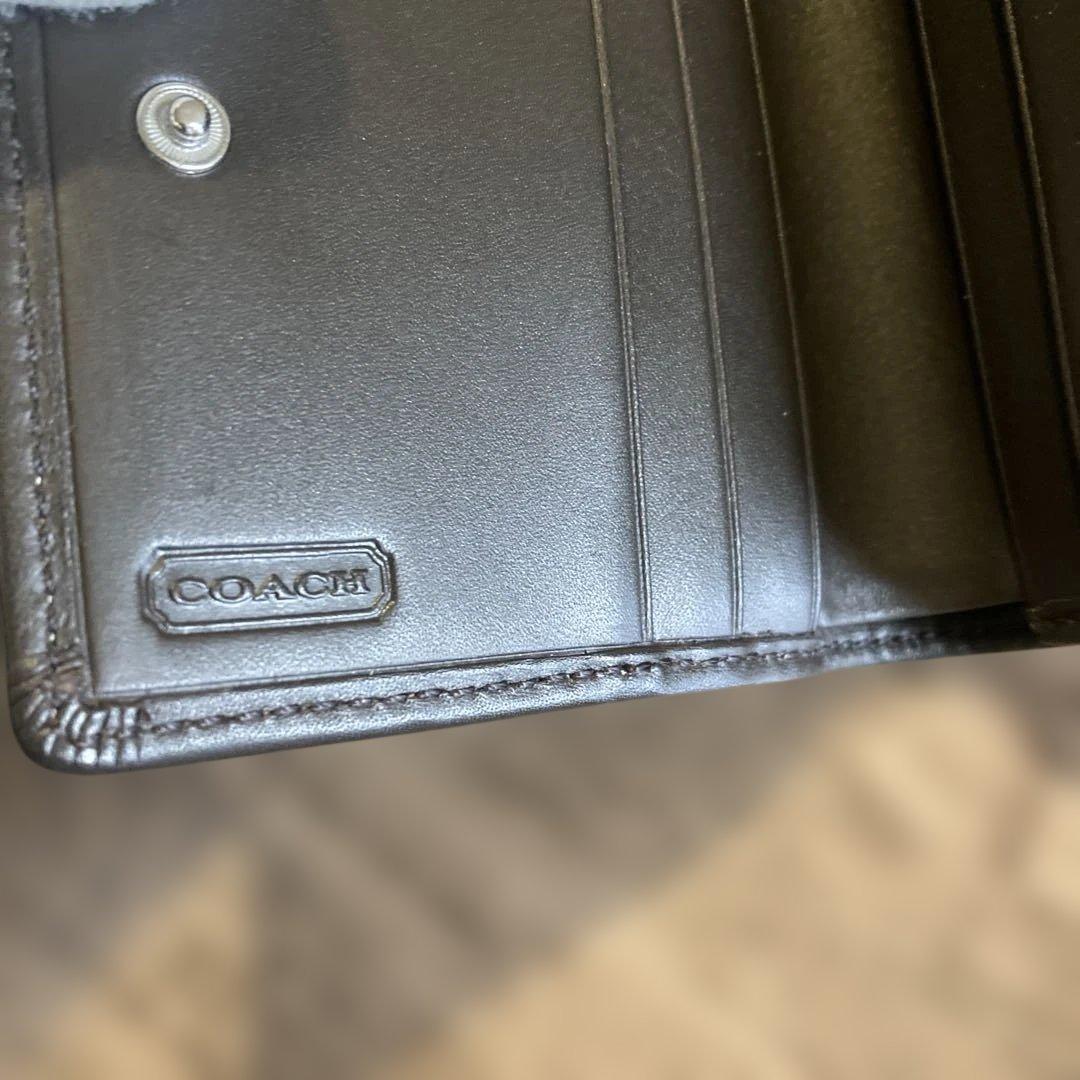 【未使用】COACH コーチ シグネチャー 折り財布 ★キャンパス×レザー