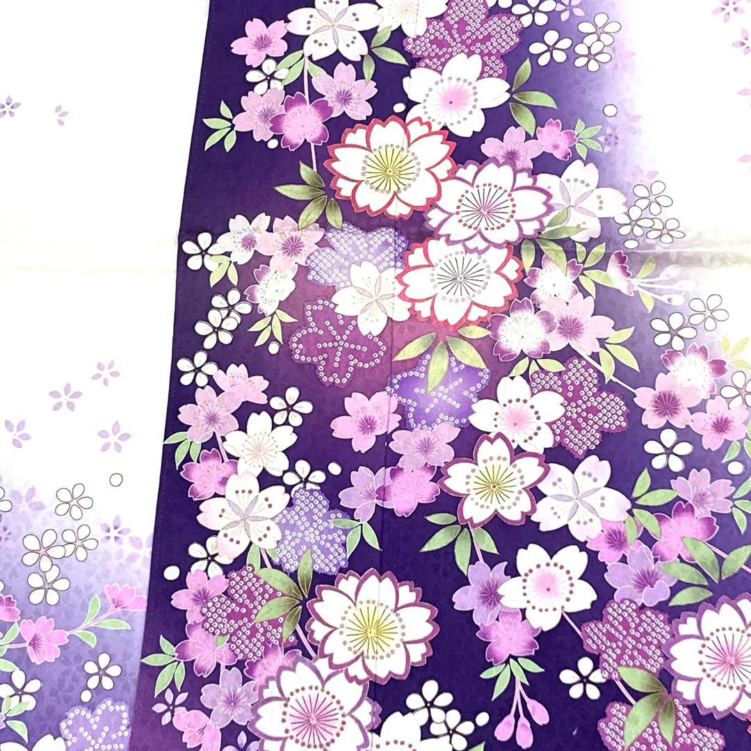☆中古品☆振袖　単品　正絹　紫系花模様Ｂ級品ヤケ有り振袖