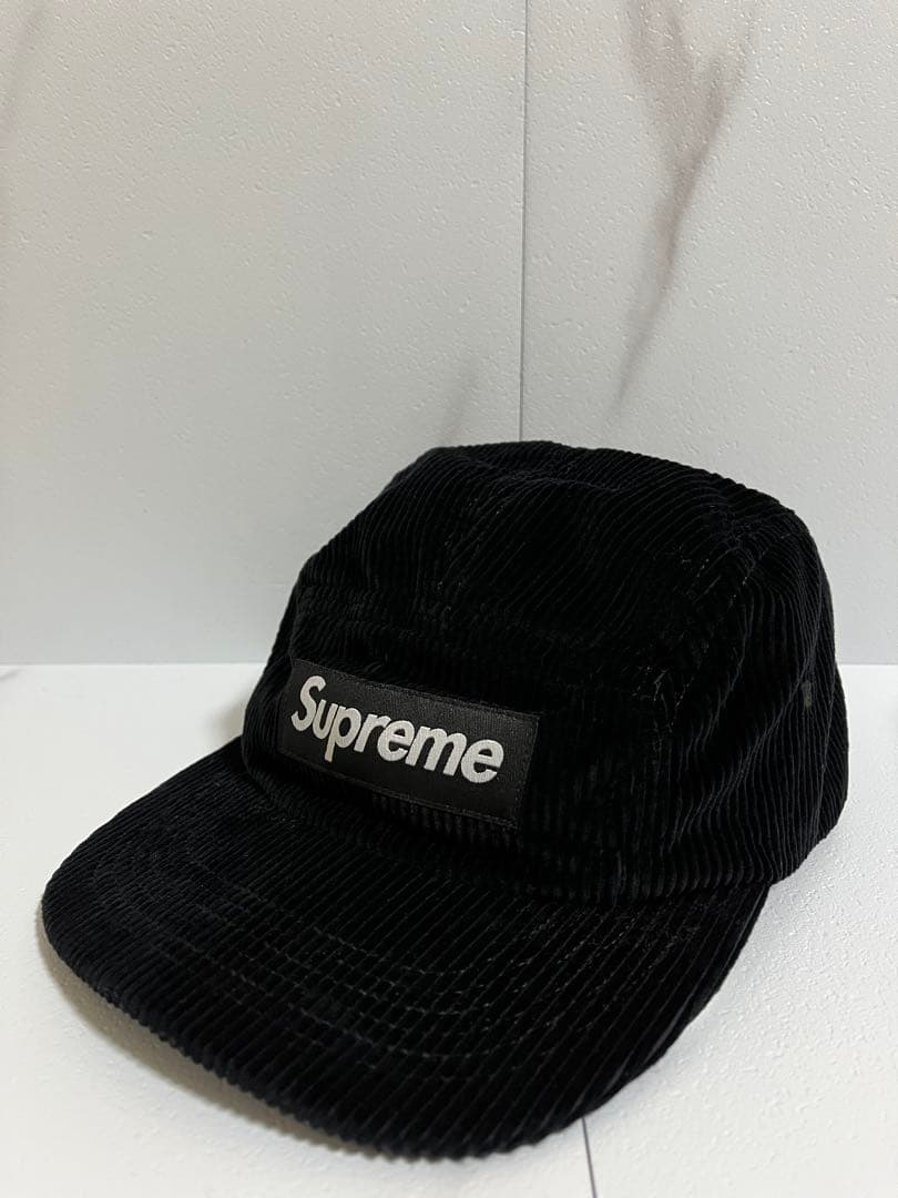 【美品】Supreme キャンプキャップブラック コーデュロイ