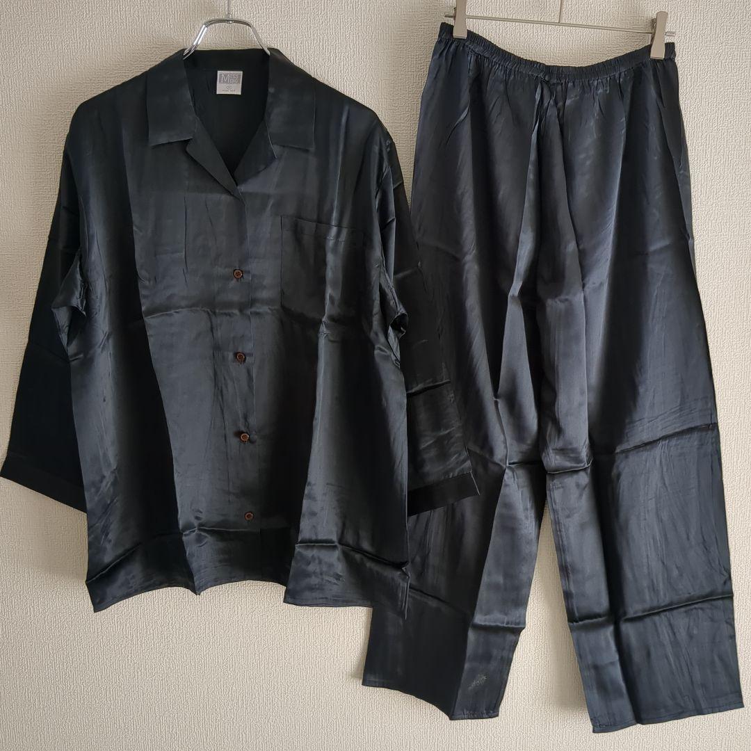 未使用 MISSENG シルク 100% パジャマ 上下 黒 PURE SILK