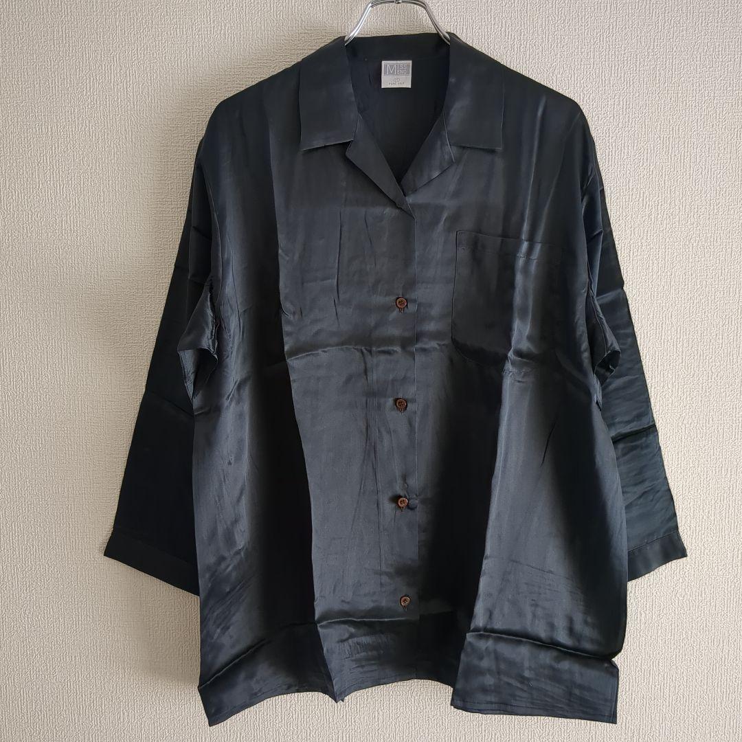 未使用 MISSENG シルク 100% パジャマ 上下 黒 PURE SILK