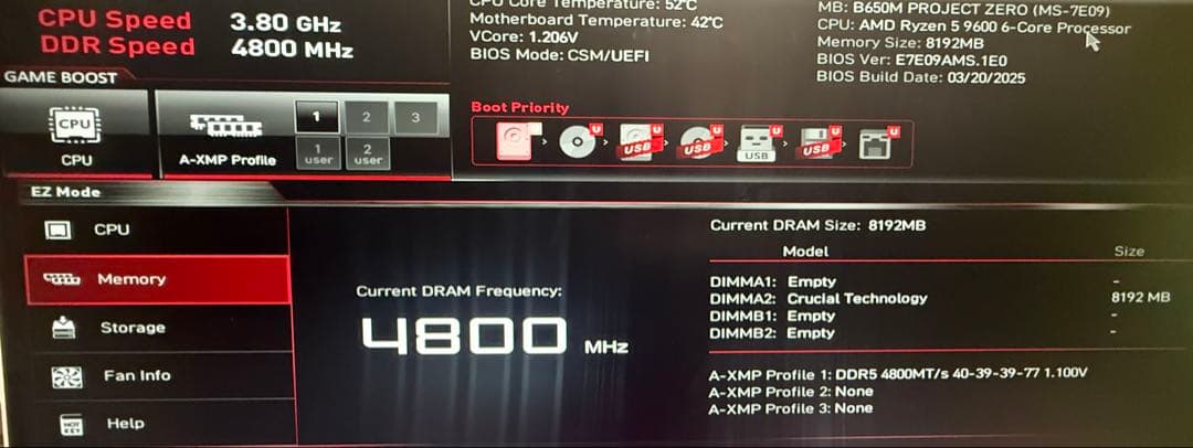 Crucial DDR5-4800 8GB CT8G48C40U5 メモリ