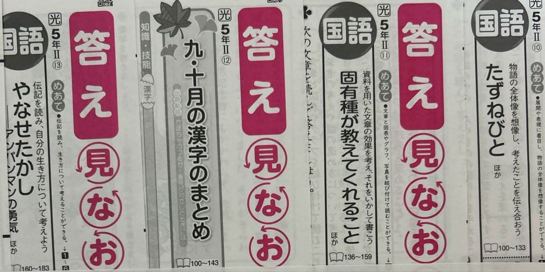 【2025年度】カラーテスト　答え見なおしシート　国語　小5 明治図書　光村図書