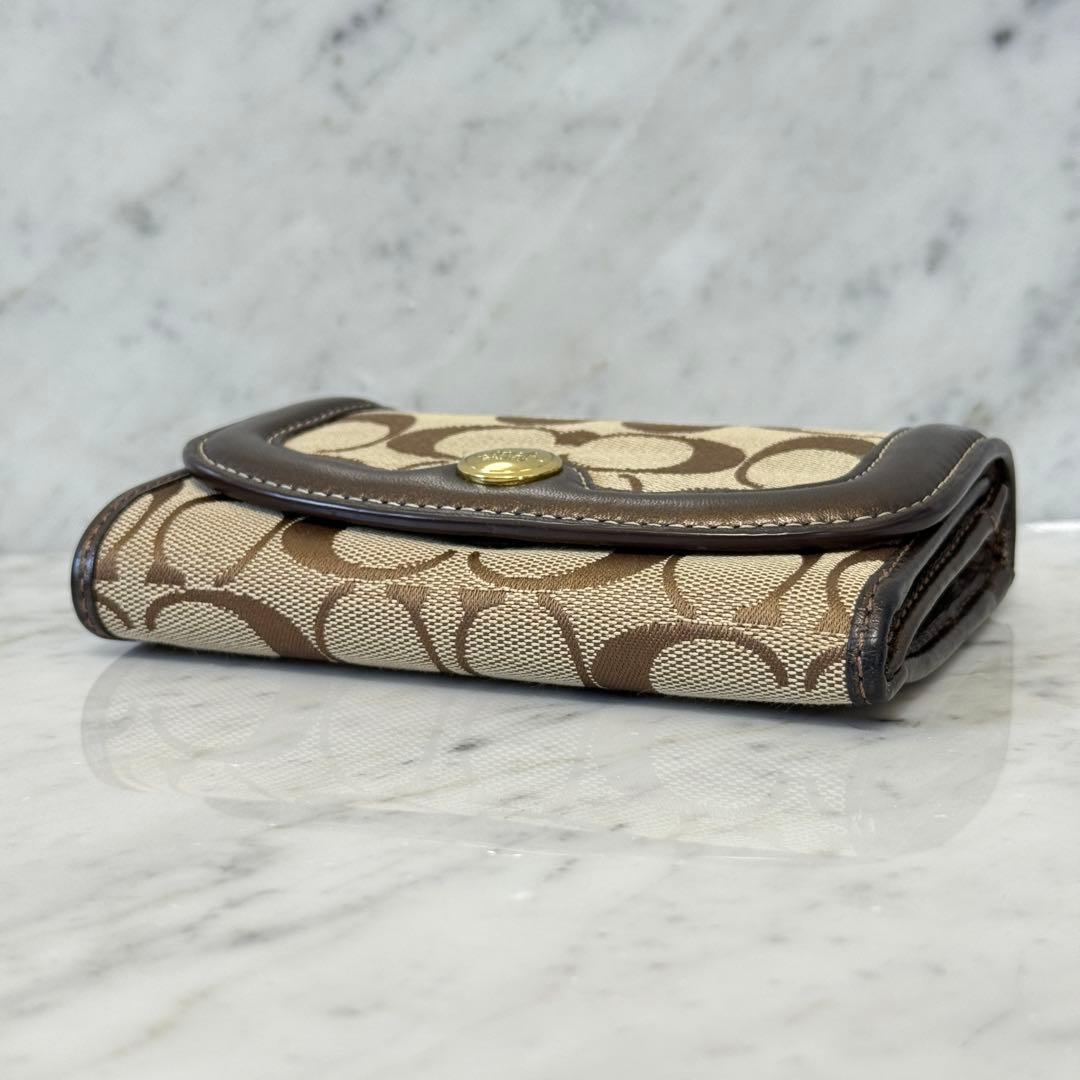新品 未使用 COACH コーチ 三つ折り財布 ブロンズ レザー 肉厚