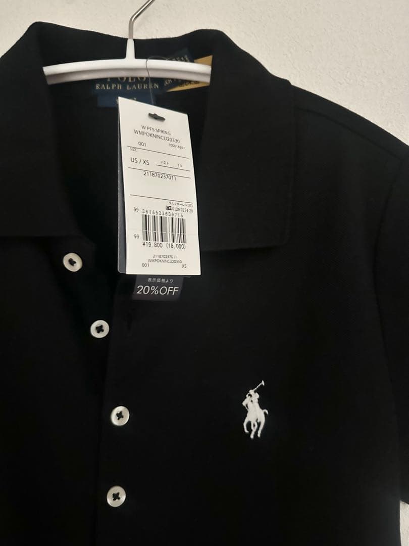 タグ付き POLO RALPHLAUREN半袖ポロシャツ ブラックXSレディース