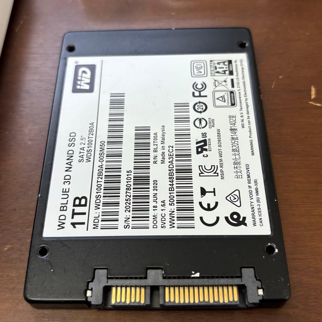 動作確認済！Sandisk製2.5㌅SSD 1TB WDS100T2B0A