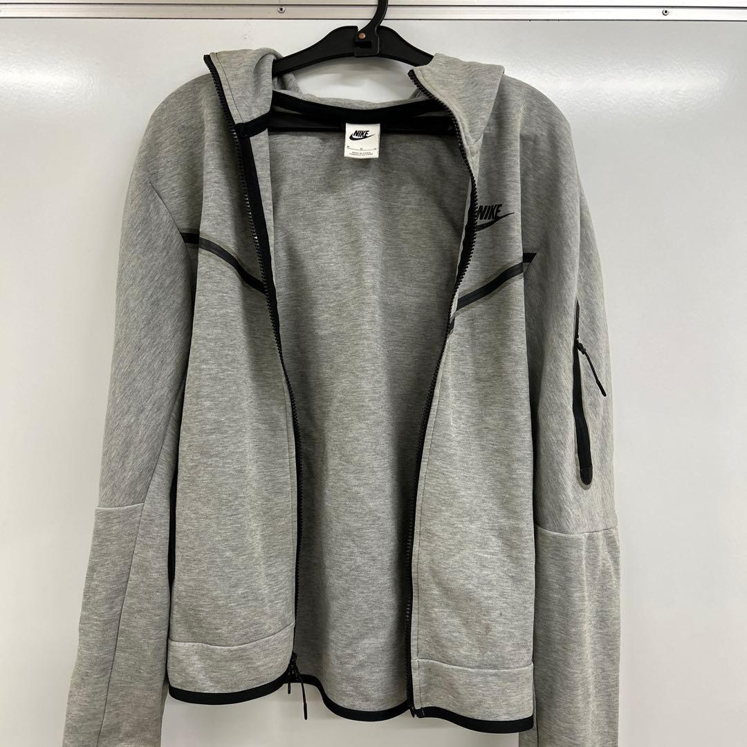テックNIKE フルジップフード付きジャージ上下セット グレー