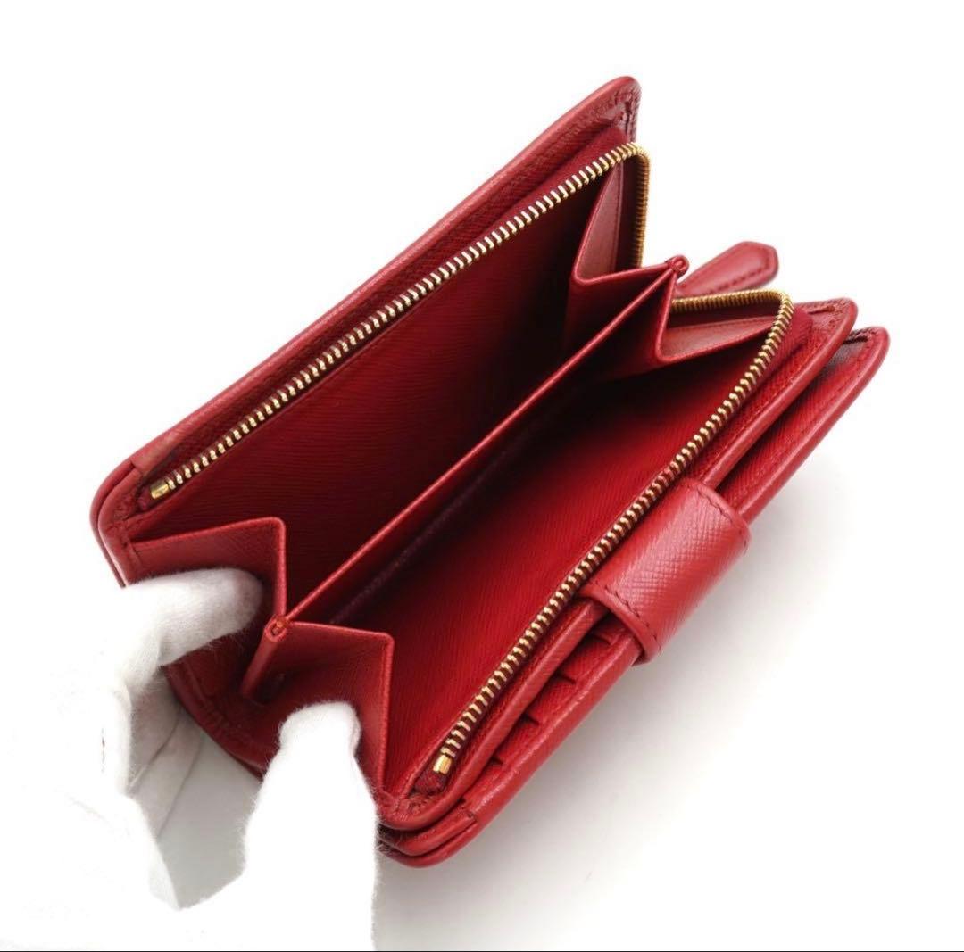 ✨未使用展示品✨　PRADA ミニ財布　サフィアーノレザー　L字ファスナー 赤色