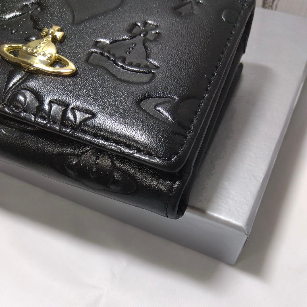 【ショッパー付き】Vivienne Westwood♡三つ折財布マットなブラック