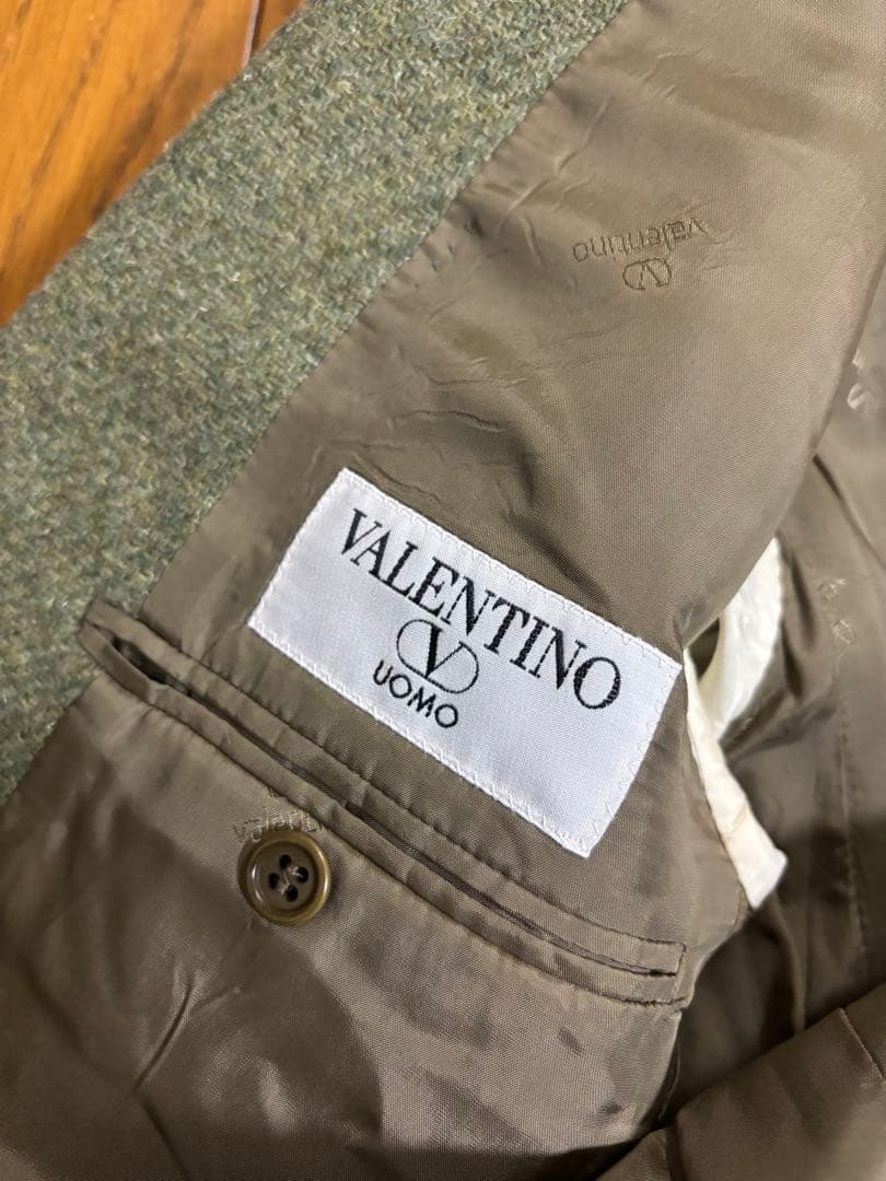 VALENTINO グリーングレー系　ツイードテーラードジャケット　レトロ
