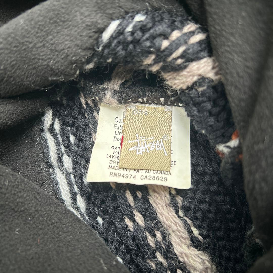 old stussy ニット帽 ボンボン耳付き　　スノーボード　ブラック