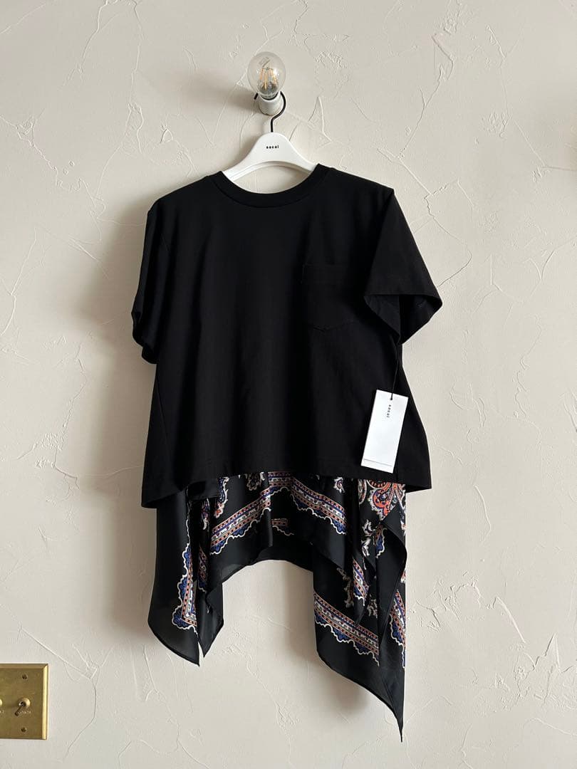 ★50%OFF★sacai ペイズリー柄 Cotton Tシャツトップス