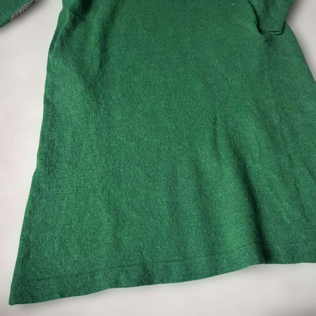 45R マリンクラフトドレス ロング ウール×カシミヤ エルボーパッチ 緑
