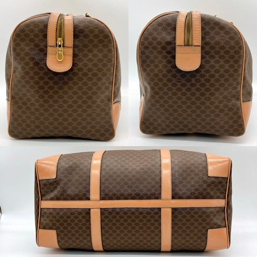 【CELINE】ボストンバッグ　マカダム柄　ゴールド金具　PVC ダークブラウン