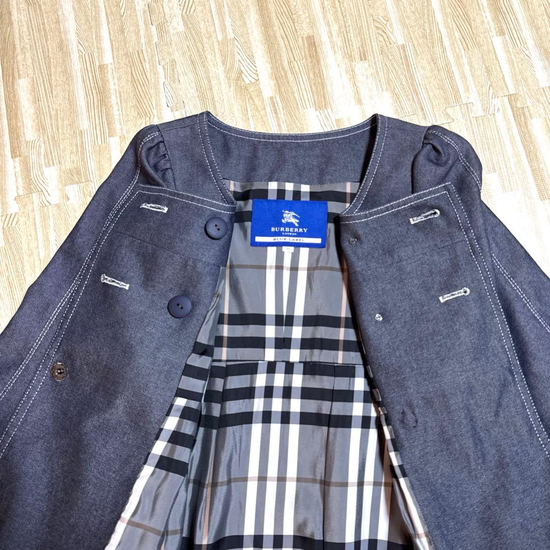 【未使用級】BURBERRY バーバリーブルーレーベル ノーカラートレンチコート