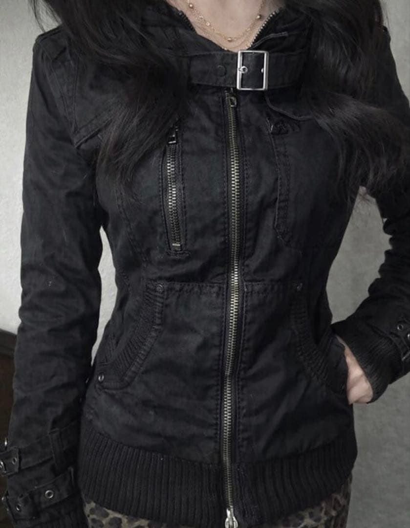 ジャケット・アウター Opium-Black Collar Military Jacket y2k