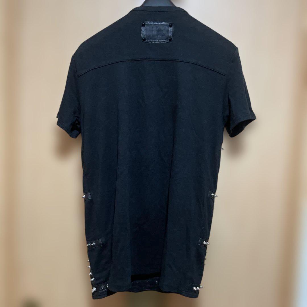 99%IS レザー　スタッズ　Tシャツ　ブラック
