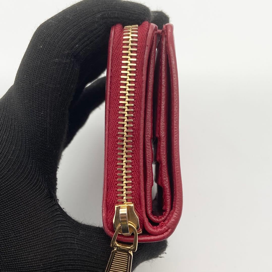 極美品　イヴサンローラン　折り財布　YSL ゴールド金具　レザー　レッド