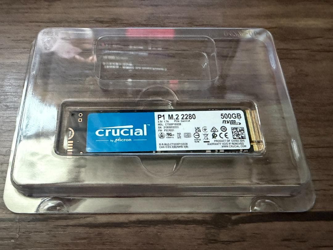 内蔵型SSD Crucial P1 500GB NVMe M.2 SSD