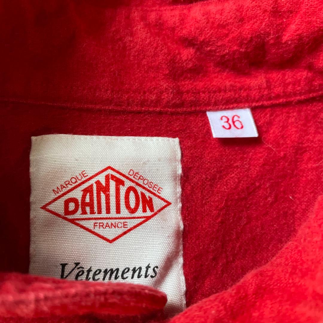 RED❤️flannel❤️DANTONレディースシャツ❤️36レアな赤可愛い〜