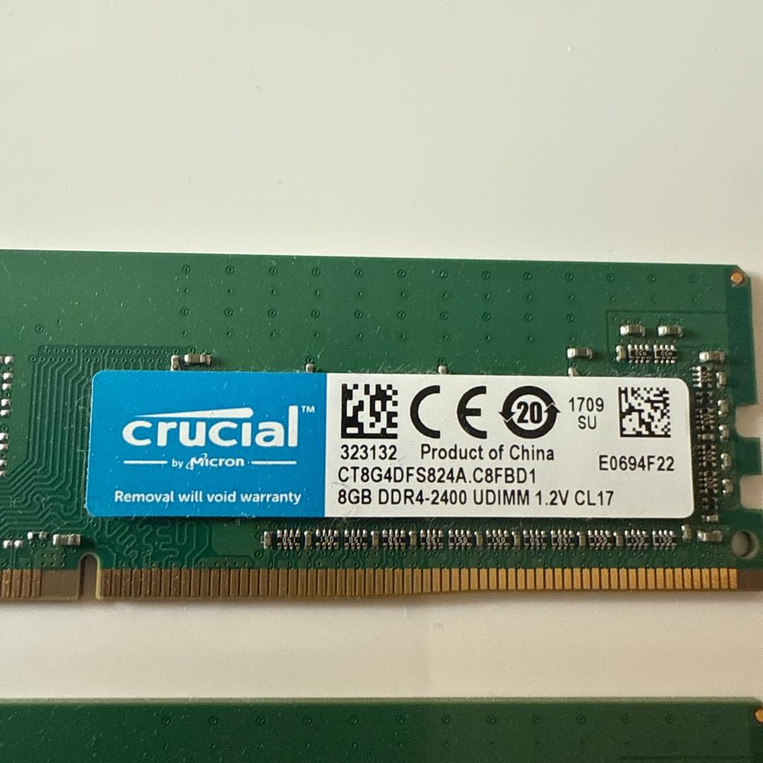 crucial 8GB DDR4-2400 UDIMM メモリ x2