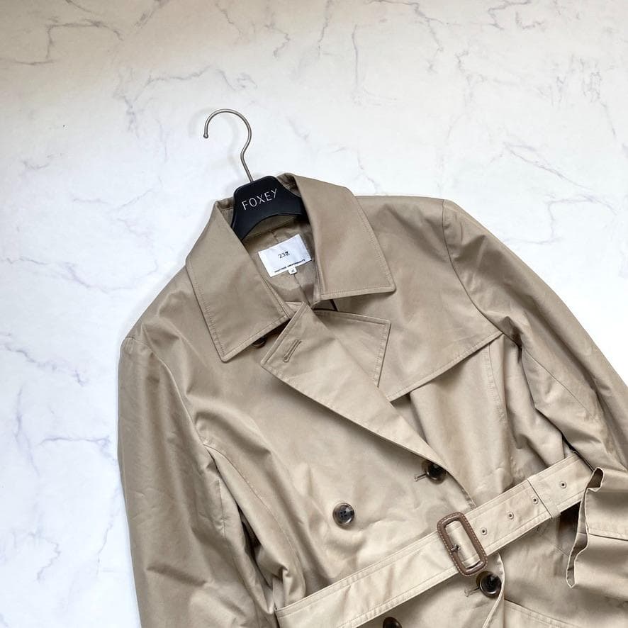 美品✨23区 24ss トレンチコート ベージュ 42 大きいサイズ ショート丈