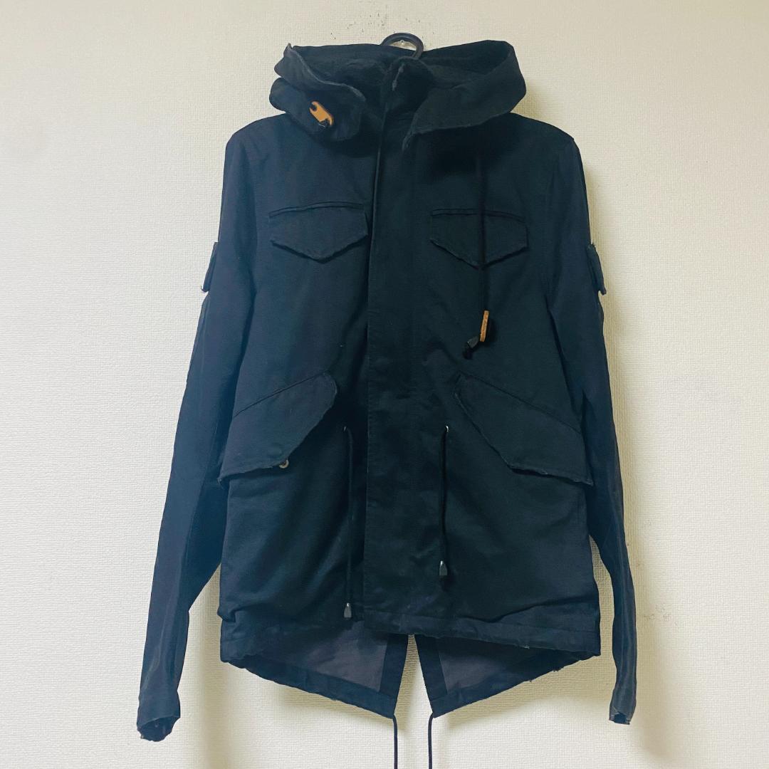WJK モッズコート ダメージ加工 サイズM ブラック 定価16万